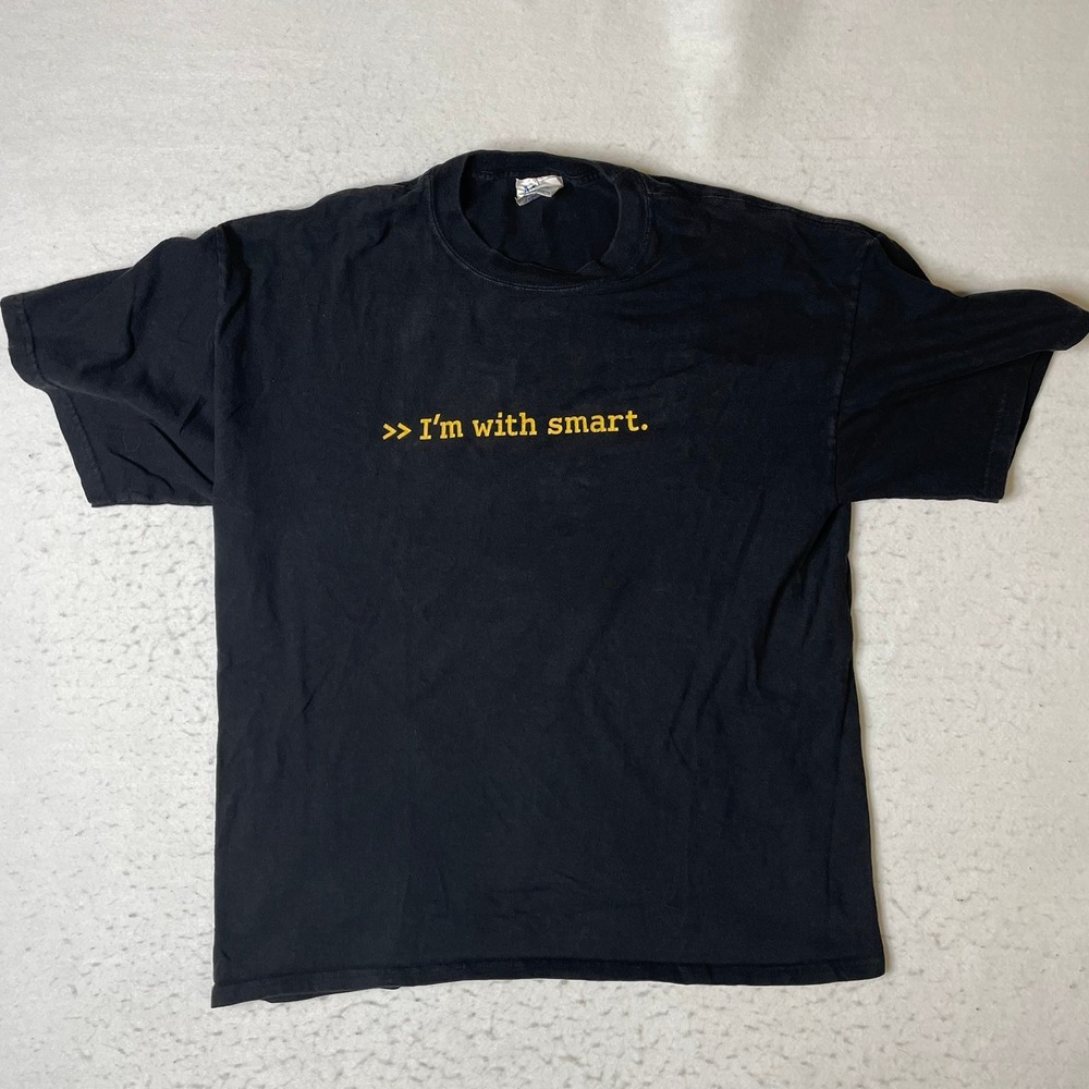 Vintage Smart Car Promo T-Shirt Mens Large Black I'm With Smart Graphic T Cotton